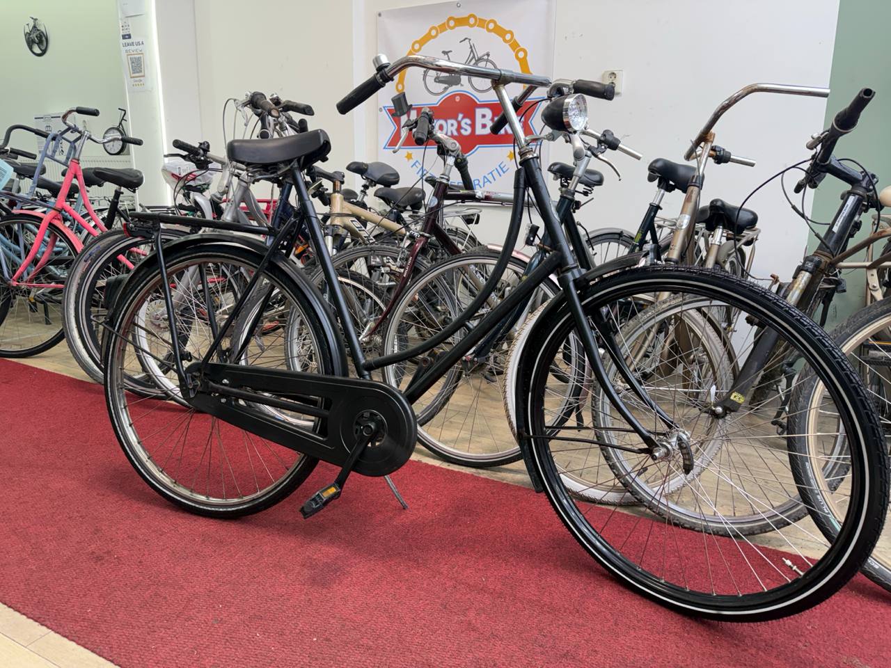 Zwart Omafiets + 1 maand garantie, 57 cm, 1 speed